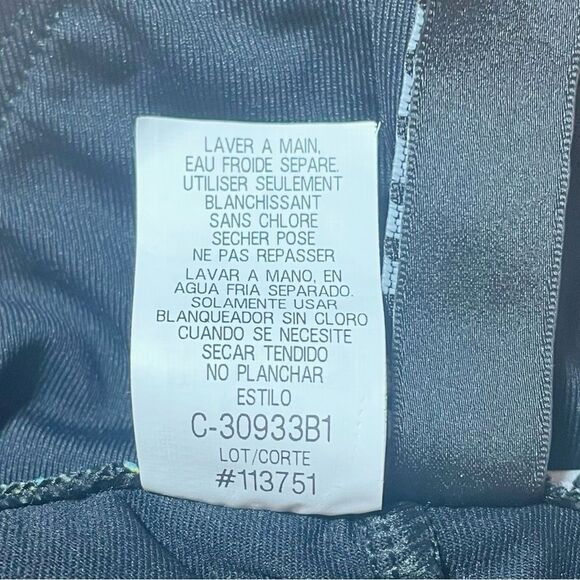 NWT La Blanca Vintage Y2K Ruched Tropical Waist Black Bikini Bottom Size 12 NEW - Picture 11 of 13